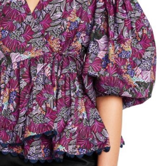 Kika Vargas x Target Wrap Top Size XL Coral Reef Scalloped Edge Purple NWT - Picture 5 of 5